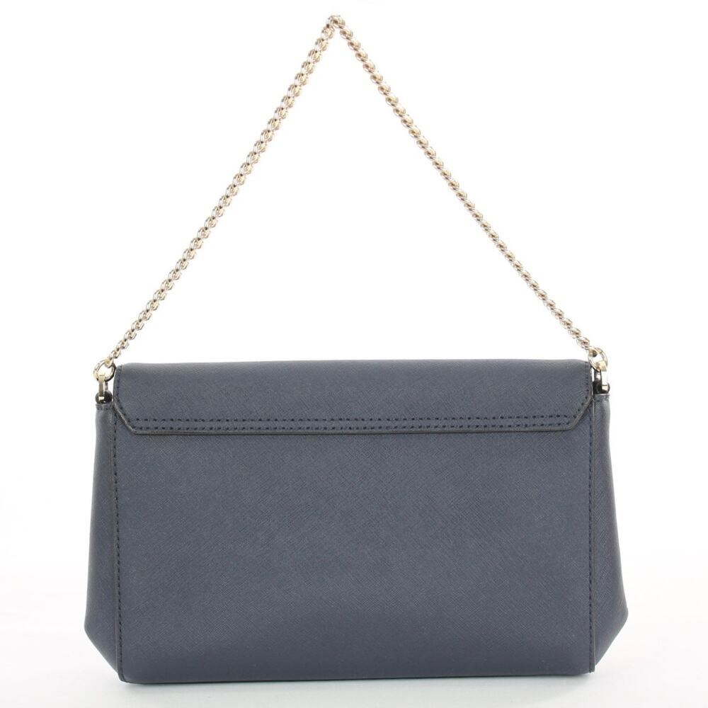 Kate Spade Leather Chain Shoulder Bag Navy Blue Flap Gold Chain Strap - Picture 2 of 8